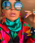 Rhinestone Round Sunglasses