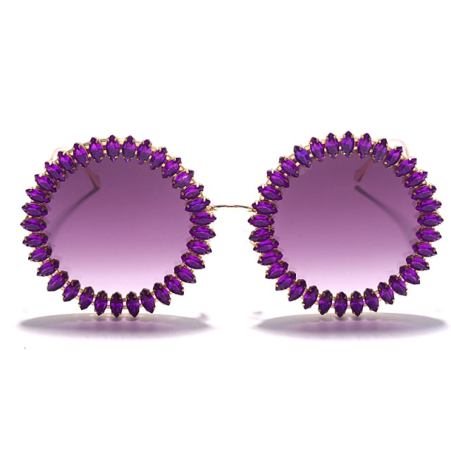 Rhinestone Round Sunglasses