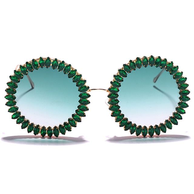Rhinestone Round Sunglasses
