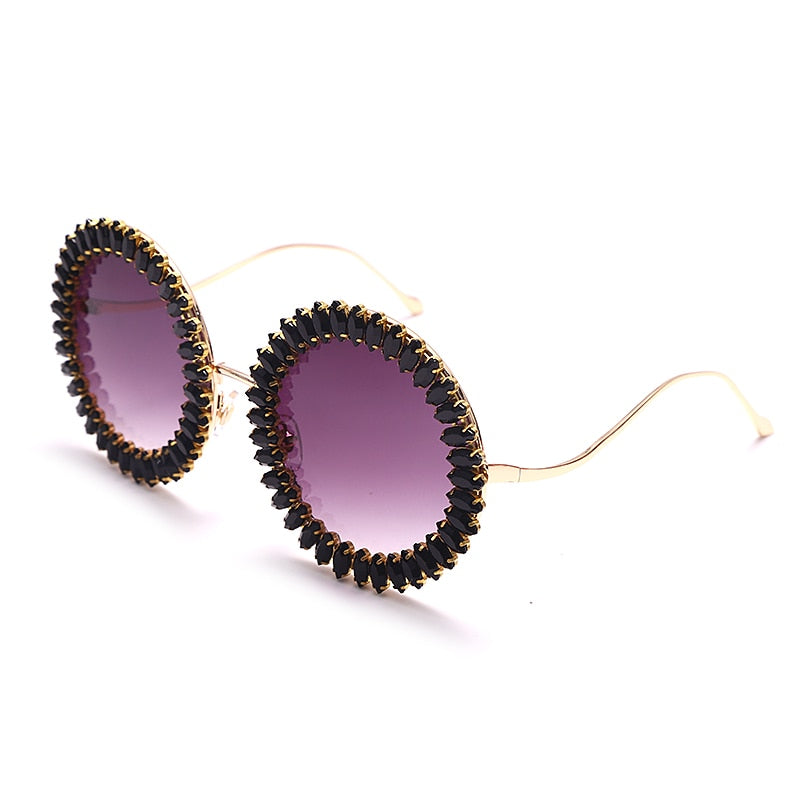 Rhinestone Round Sunglasses