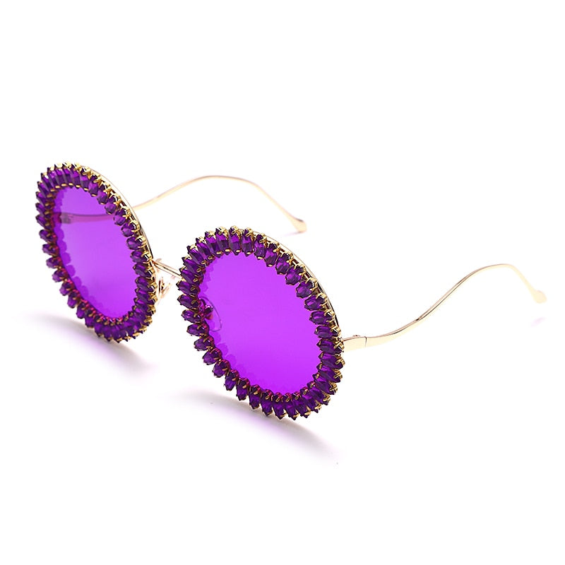 Rhinestone Round Sunglasses