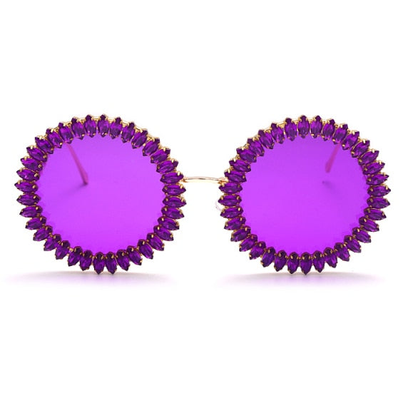 Rhinestone Round Sunglasses