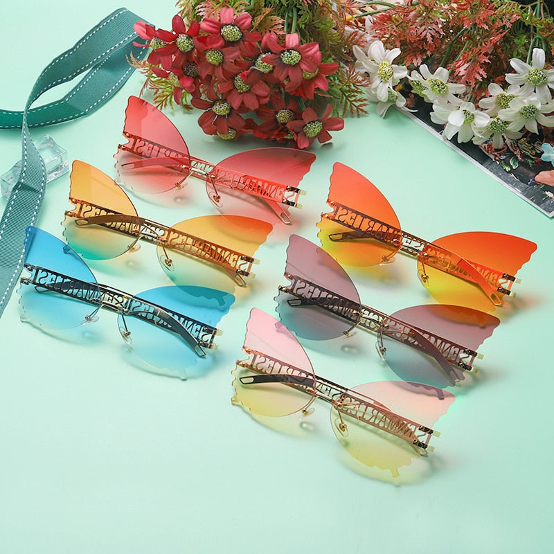 Butterfly Rimless Sunglasses