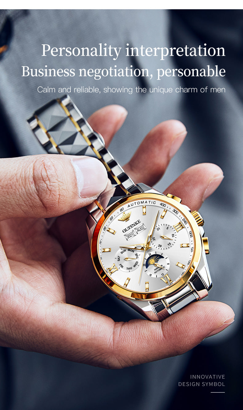 OUPINKE Top Luxury Watch Automatic Mechanical Mens Watch 50M Waterproof Sapphire Mirror Original Wristwatch
