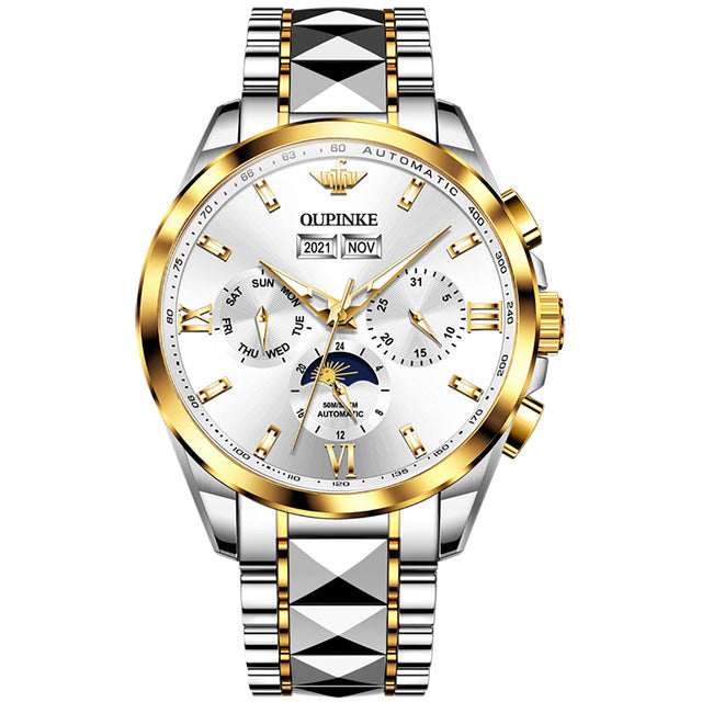 OUPINKE Top Luxury Watch Automatic Mechanical Mens Watch 50M Waterproof Sapphire Mirror Original Wristwatch