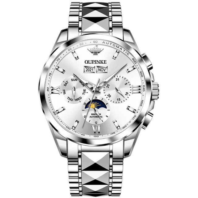 OUPINKE Top Luxury Watch Automatic Mechanical Mens Watch 50M Waterproof Sapphire Mirror Original Wristwatch