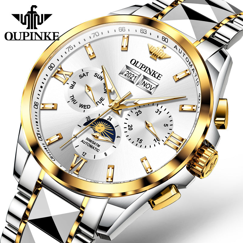 OUPINKE Top Luxury Watch Automatic Mechanical Mens Watch 50M Waterproof Sapphire Mirror Original Wristwatch