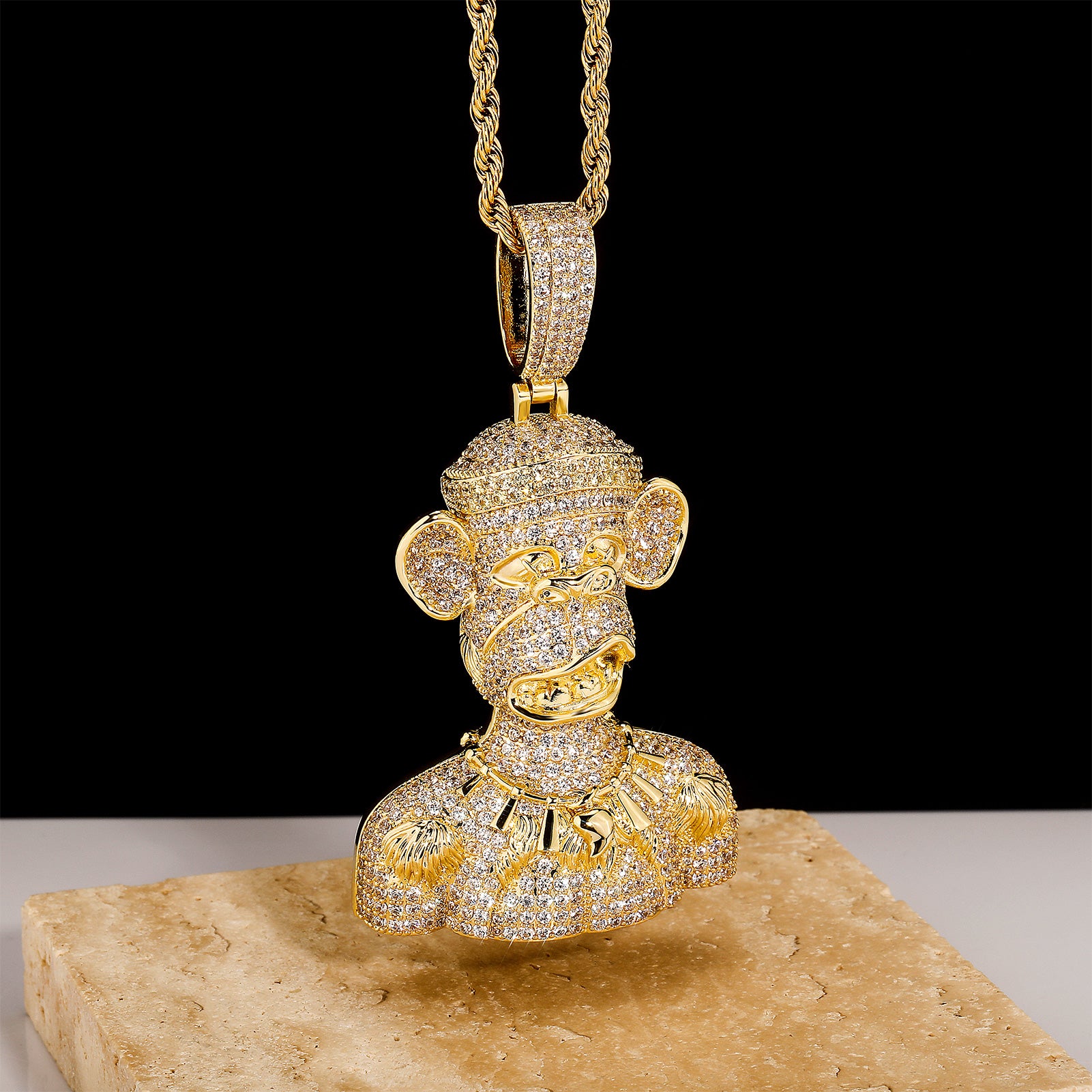New Iced Out Ape Pendants With Necklace Chain