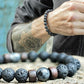 Natural Stone bracelet beads, lava for men Liv'n Legacy 