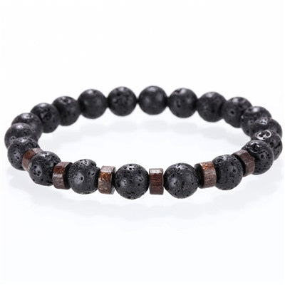 Natural Stone bracelet beads, lava for men Liv'n Legacy 1 