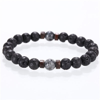Natural Stone bracelet beads, lava for men Liv'n Legacy 2 