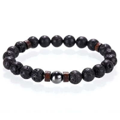 Natural Stone bracelet beads, lava for men Liv'n Legacy 4 