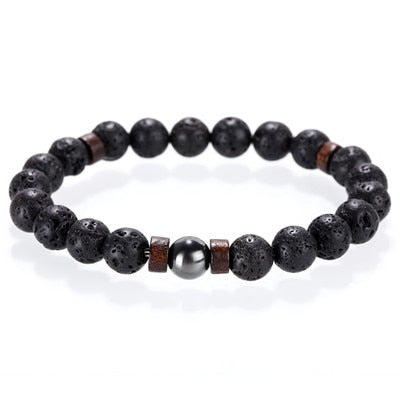 Natural Stone bracelet beads, lava for men Liv'n Legacy 4 