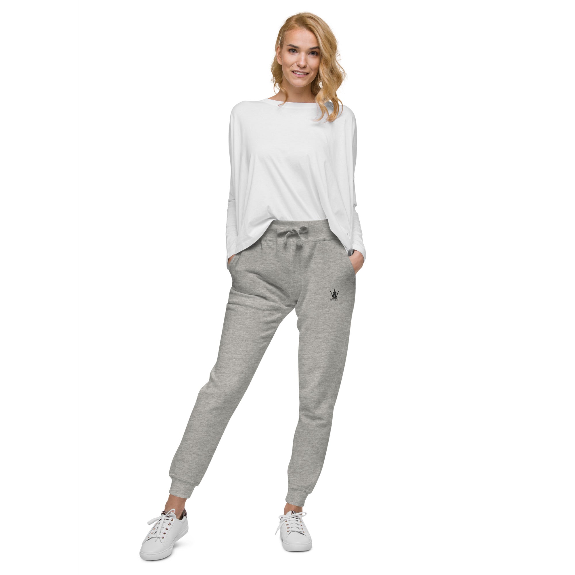 Matte Grey Emblem Fleece Sweatpants