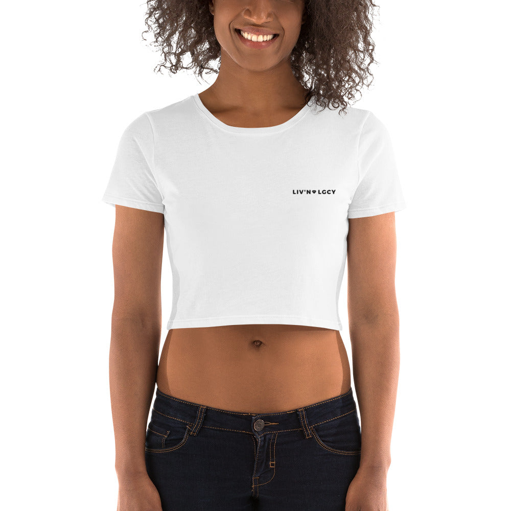 All White Liv'n Legacy Crop Tee