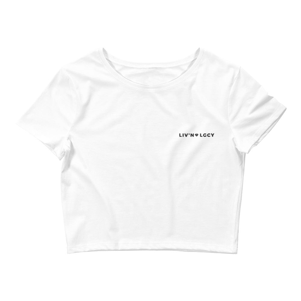 All White Liv'n Legacy Crop Tee